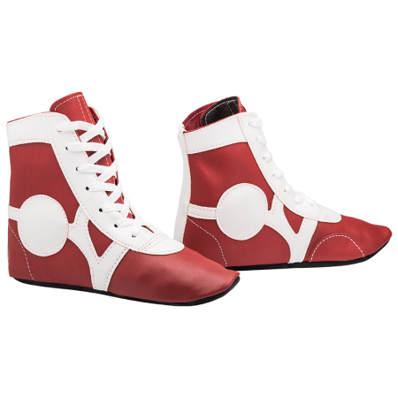 Купить Обувь для самбо SM-0102, кожа, красный Rusco в Ижевске 