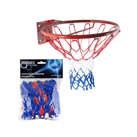 Купить Сетка баскетбольная Torres, нить 4 мм, бело-сине-красная в Ижевске 